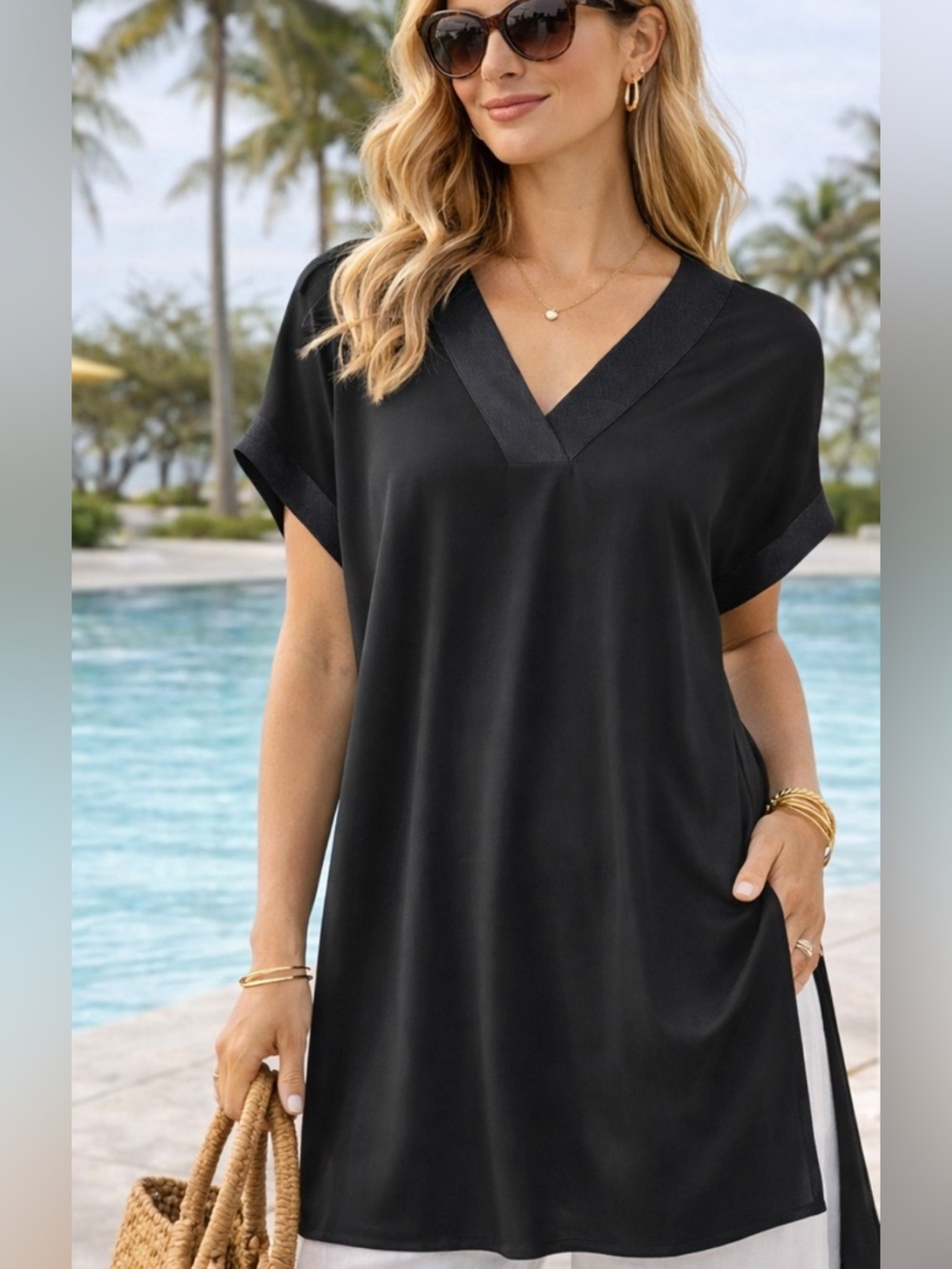 Banana Republic Black Tunic Swim Cover up Size S | Minimalist Resort Capsule